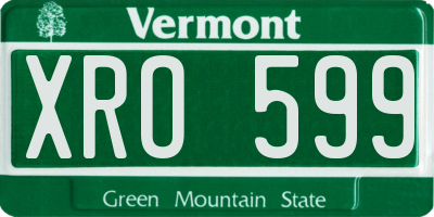 VT license plate XRO599