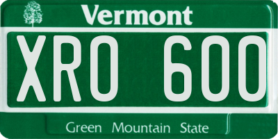 VT license plate XRO600