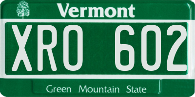 VT license plate XRO602