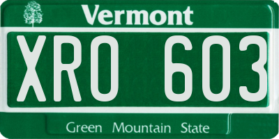 VT license plate XRO603