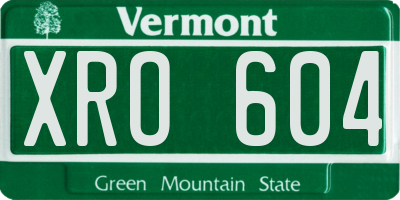 VT license plate XRO604
