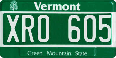 VT license plate XRO605
