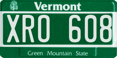 VT license plate XRO608