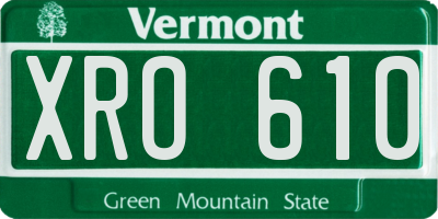 VT license plate XRO610