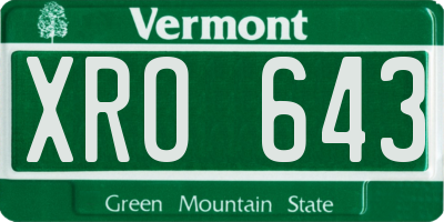 VT license plate XRO643