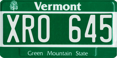VT license plate XRO645