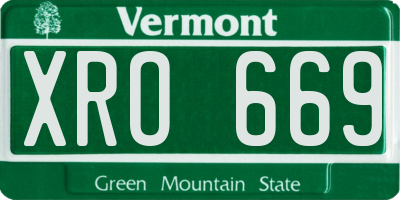 VT license plate XRO669