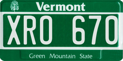 VT license plate XRO670