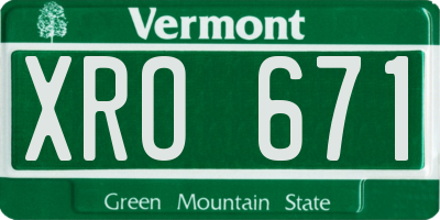 VT license plate XRO671