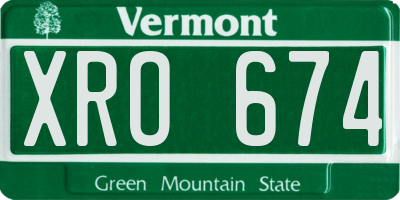 VT license plate XRO674