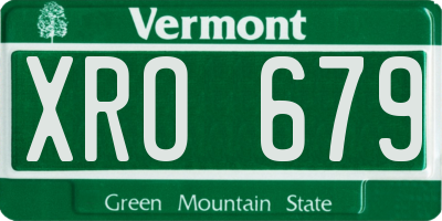 VT license plate XRO679