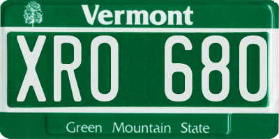 VT license plate XRO680
