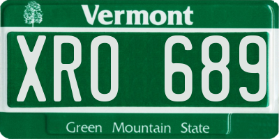 VT license plate XRO689
