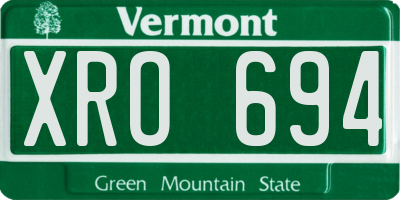 VT license plate XRO694