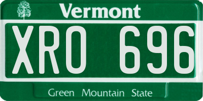 VT license plate XRO696