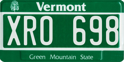 VT license plate XRO698