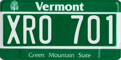 VT license plate XRO701