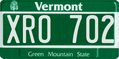 VT license plate XRO702