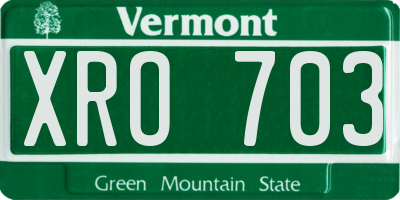 VT license plate XRO703