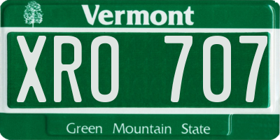 VT license plate XRO707