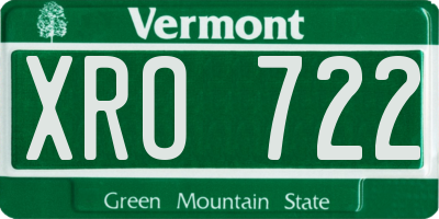 VT license plate XRO722