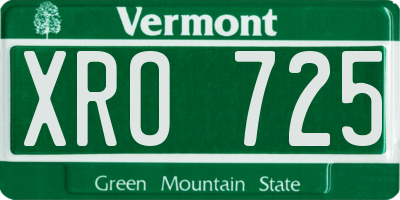 VT license plate XRO725