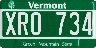 VT license plate XRO734