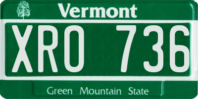 VT license plate XRO736