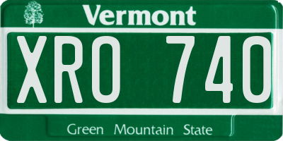 VT license plate XRO740