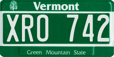 VT license plate XRO742