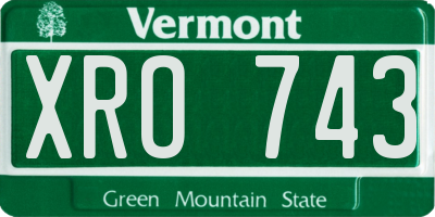 VT license plate XRO743