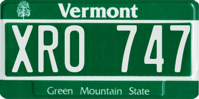 VT license plate XRO747