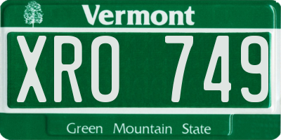 VT license plate XRO749