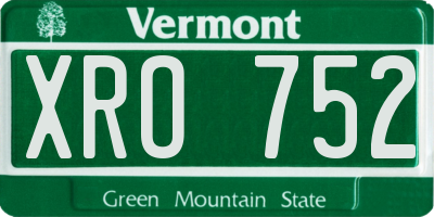 VT license plate XRO752