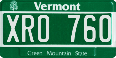 VT license plate XRO760