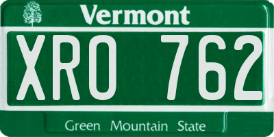 VT license plate XRO762