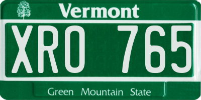 VT license plate XRO765