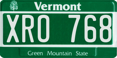 VT license plate XRO768