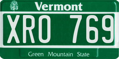 VT license plate XRO769