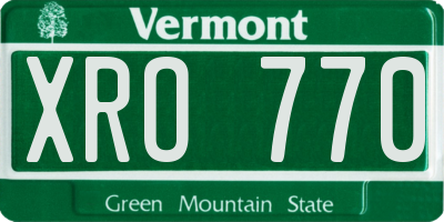 VT license plate XRO770
