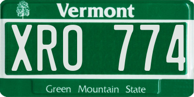VT license plate XRO774