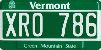 VT license plate XRO786
