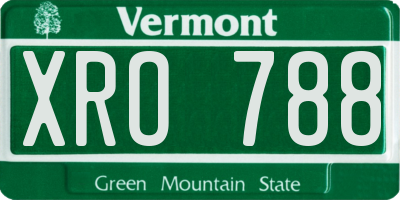 VT license plate XRO788