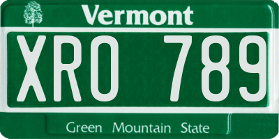 VT license plate XRO789