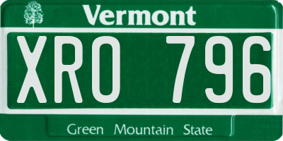 VT license plate XRO796