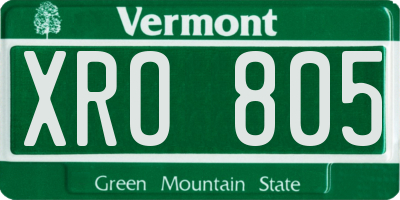 VT license plate XRO805