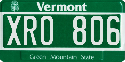 VT license plate XRO806