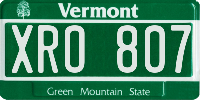 VT license plate XRO807