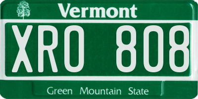 VT license plate XRO808