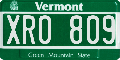 VT license plate XRO809